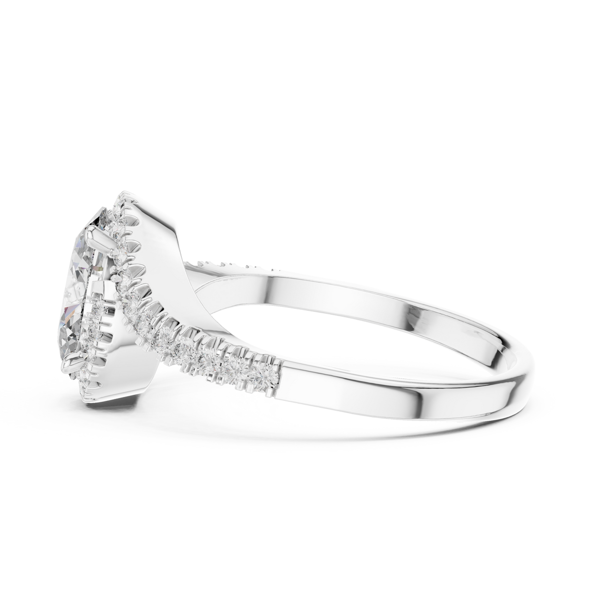 oval cut side round diamond ring