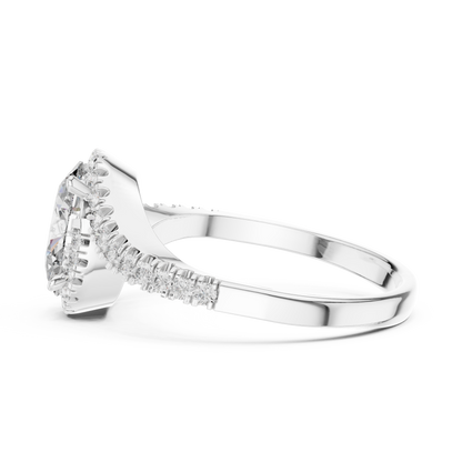Oval Cut Side Round Diamond Ring