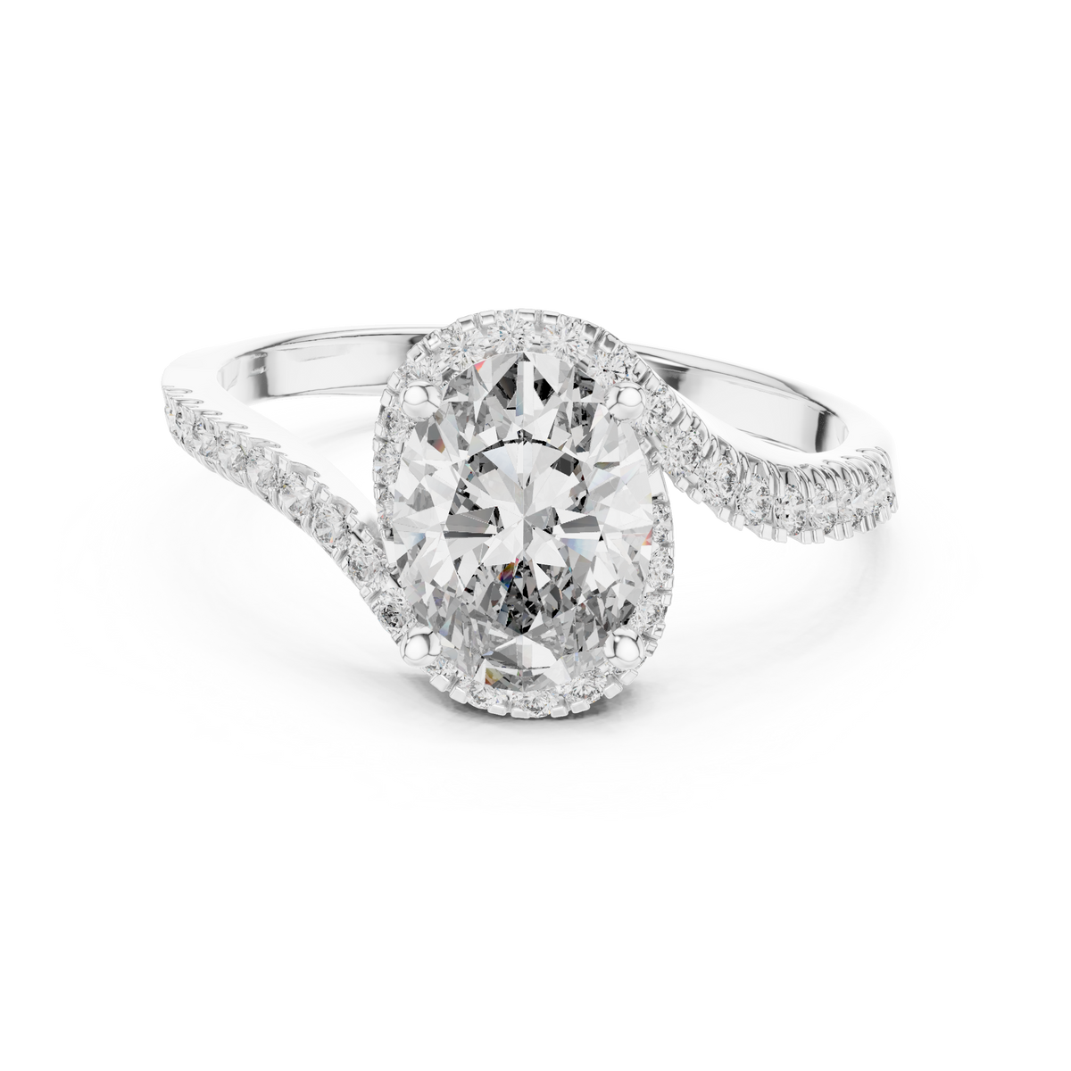 oval cut side round diamond ring