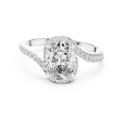 Oval Cut Side Round Diamond Ring