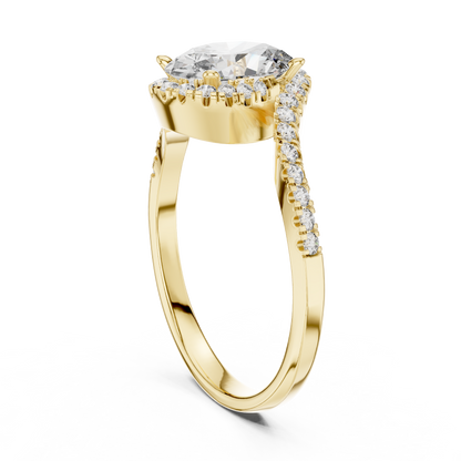 Oval Cut Side Round Diamond Ring