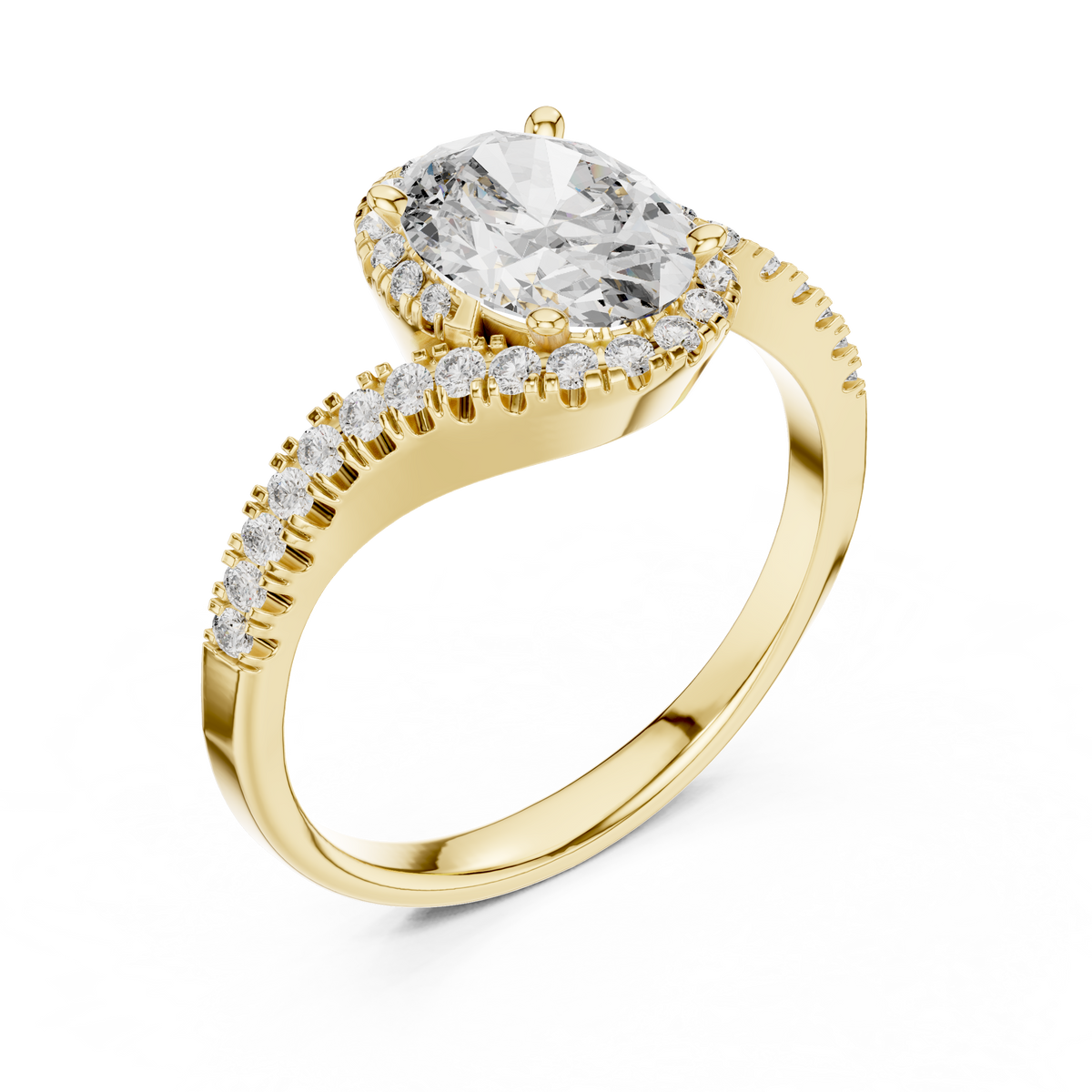 oval cut side round diamond ring