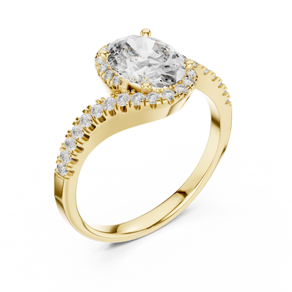 Oval Cut Side Round Diamond Ring