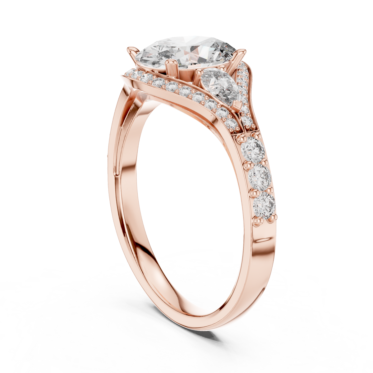 oval shape lab diamond with pear solitaire ring