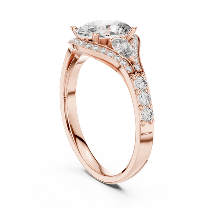 Oval Shape Lab Diamond With Pear Solitaire Ring