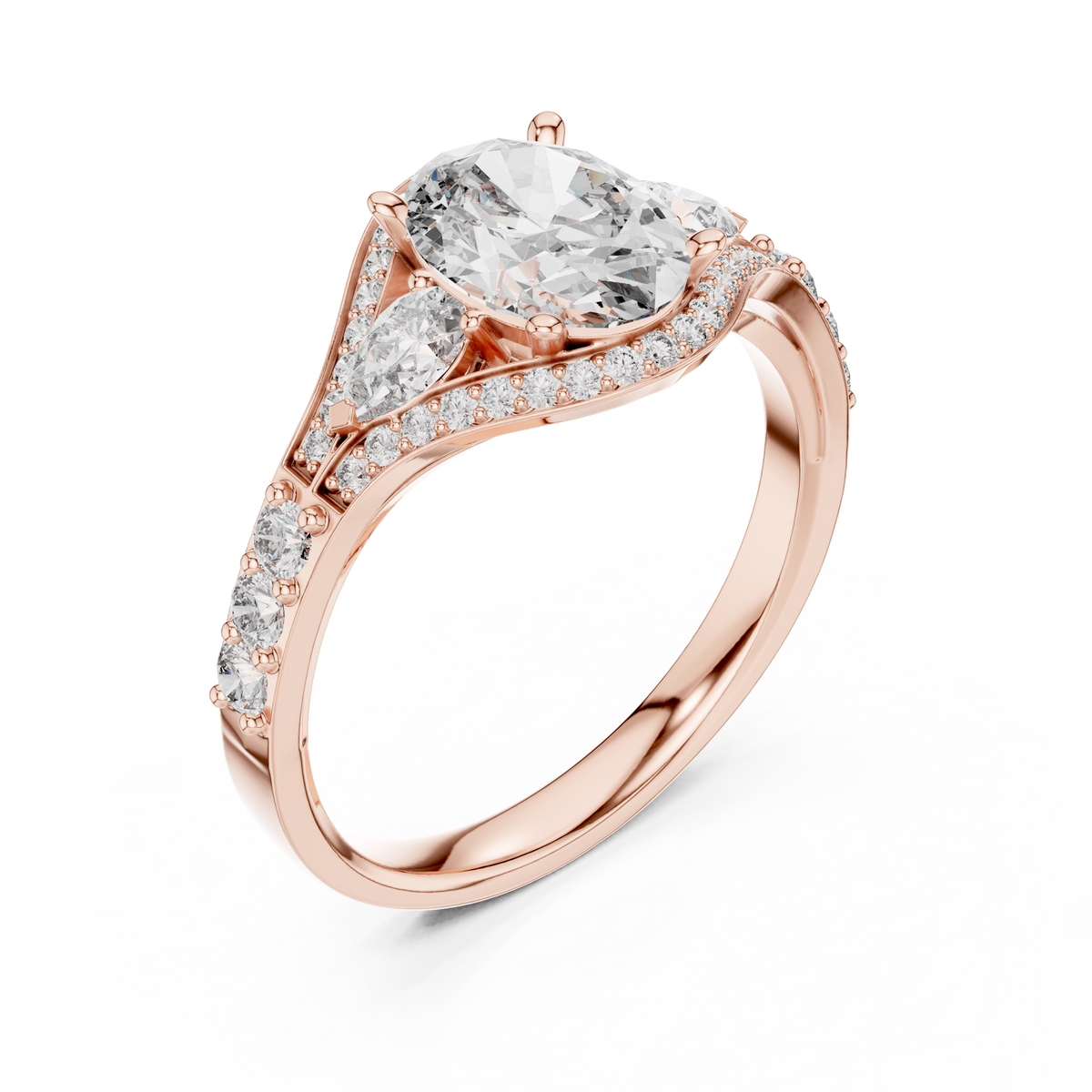 oval shape lab diamond with pear solitaire ring