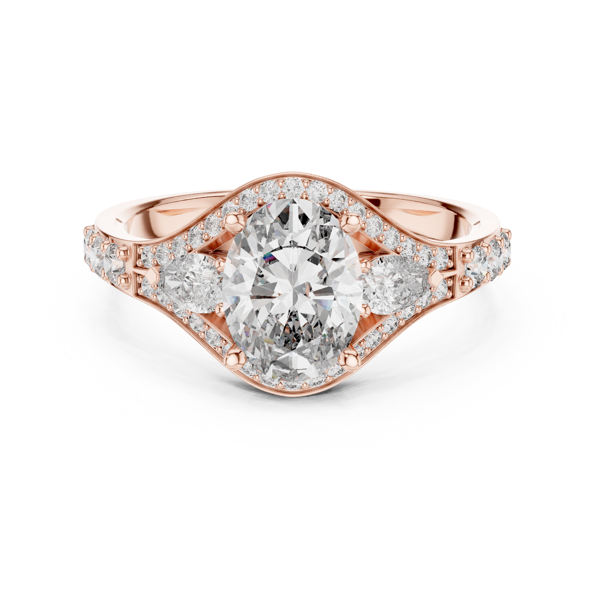 oval shape lab diamond with pear solitaire ring