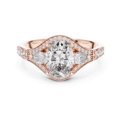 Oval Shape Lab Diamond With Pear Solitaire Ring