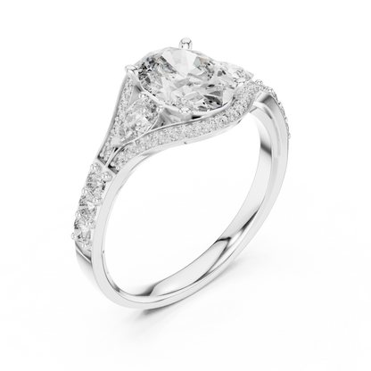 Oval Shape Lab Diamond With Pear Solitaire Ring