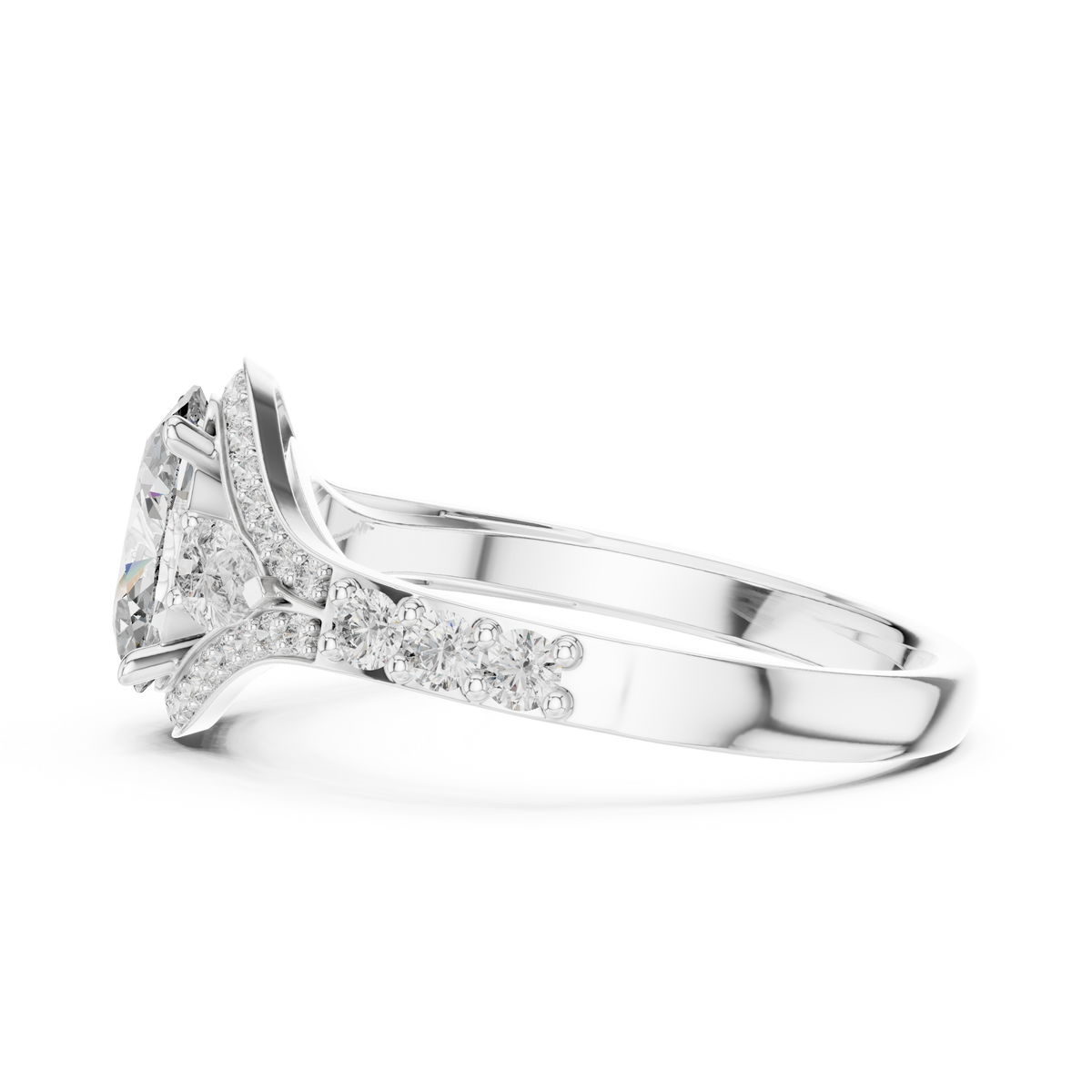 oval shape lab diamond with pear solitaire ring