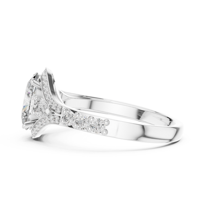 Oval Shape Lab Diamond With Pear Solitaire Ring