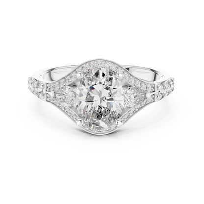 Oval Shape Lab Diamond With Pear Solitaire Ring