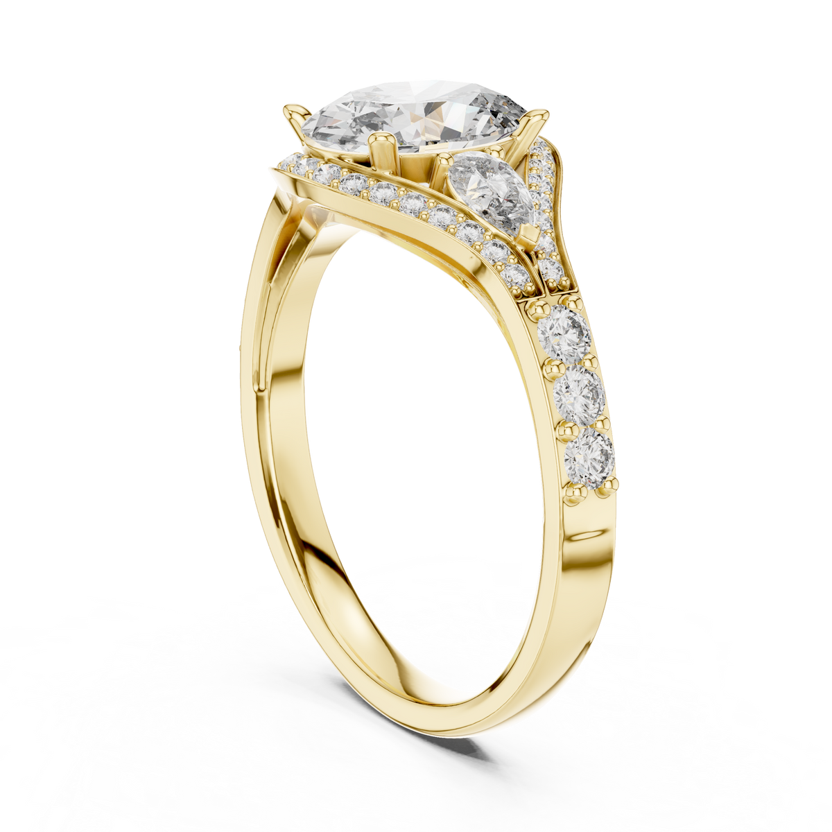 oval shape lab diamond with pear solitaire ring