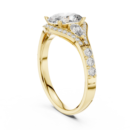 Oval Shape Lab Diamond With Pear Solitaire Ring