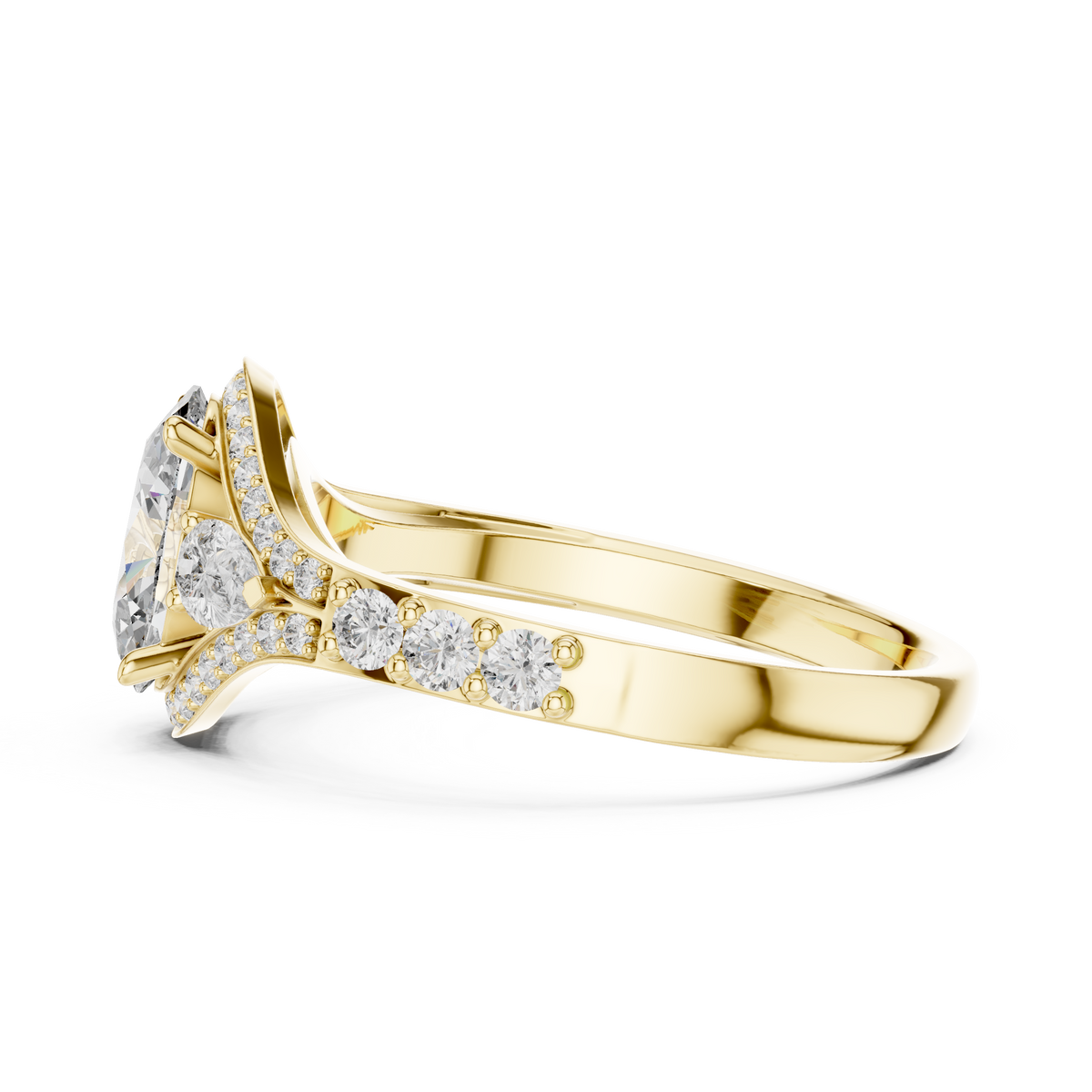 oval shape lab diamond with pear solitaire ring