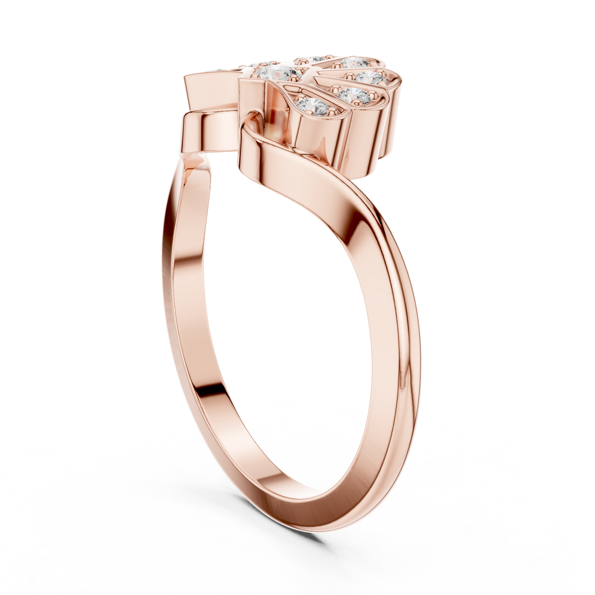 round solitaire diamond blossom ring
