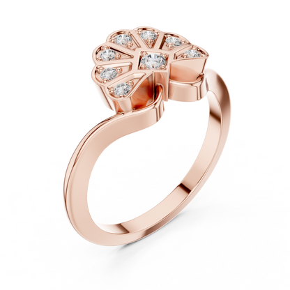 Round Solitaire Diamond Blossom Ring