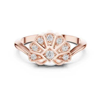 Round Solitaire Diamond Blossom Ring