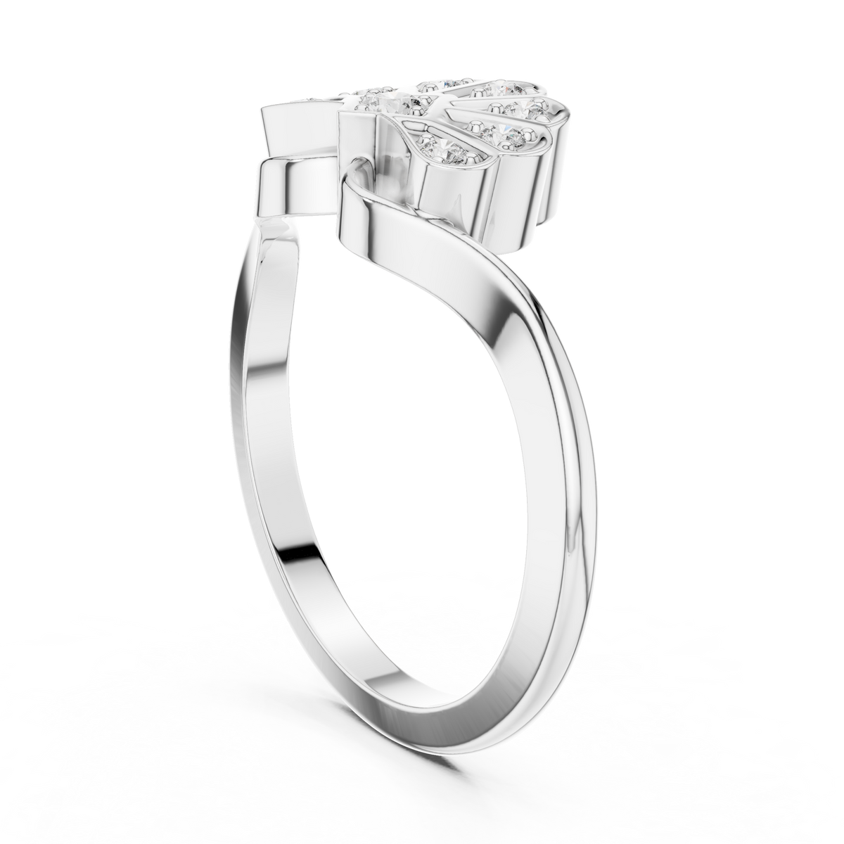 round solitaire diamond blossom ring