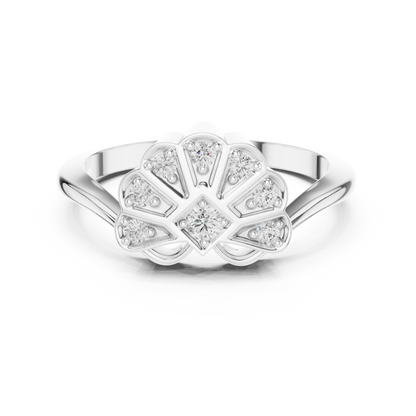 Round Solitaire Diamond Blossom Ring