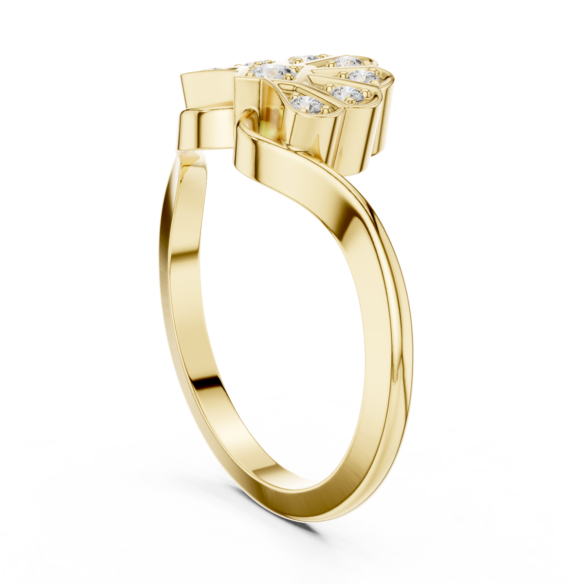 round solitaire diamond blossom ring