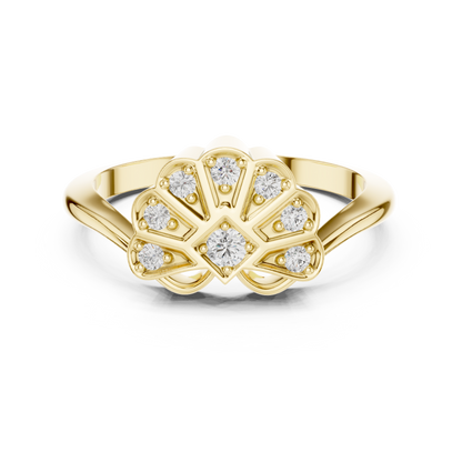 Round Solitaire Diamond Blossom Ring