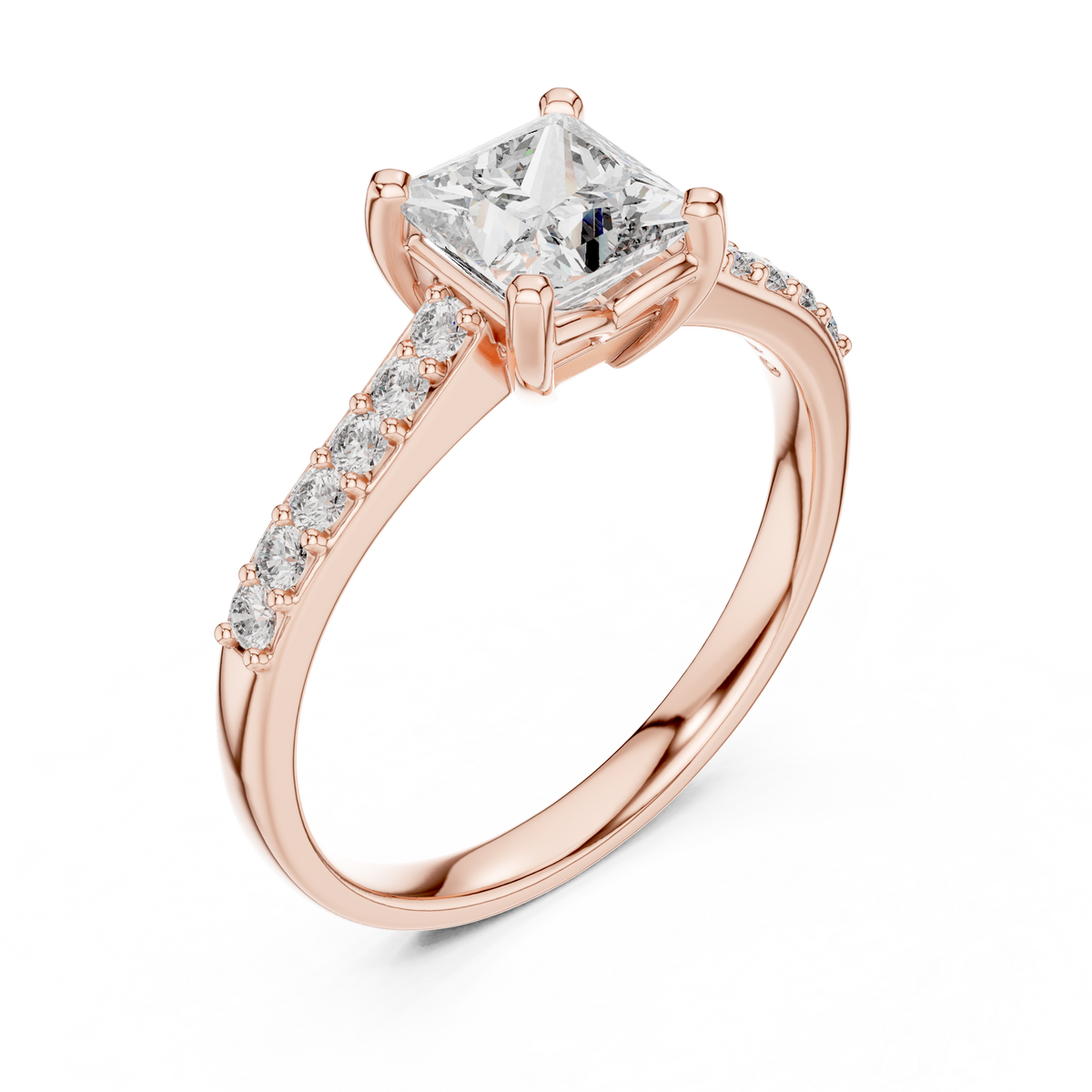 princess with side pave ring
