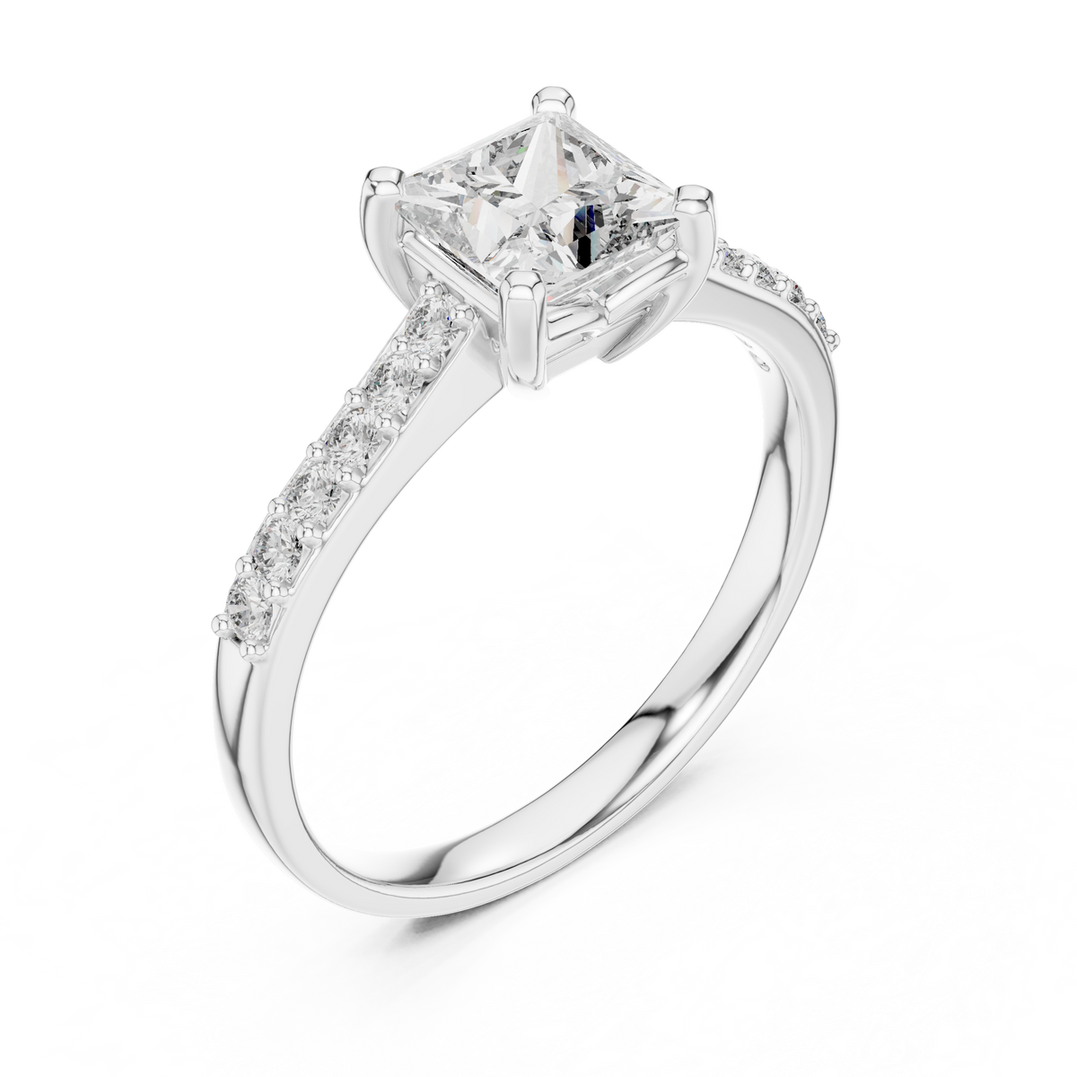 princess with side pave ring