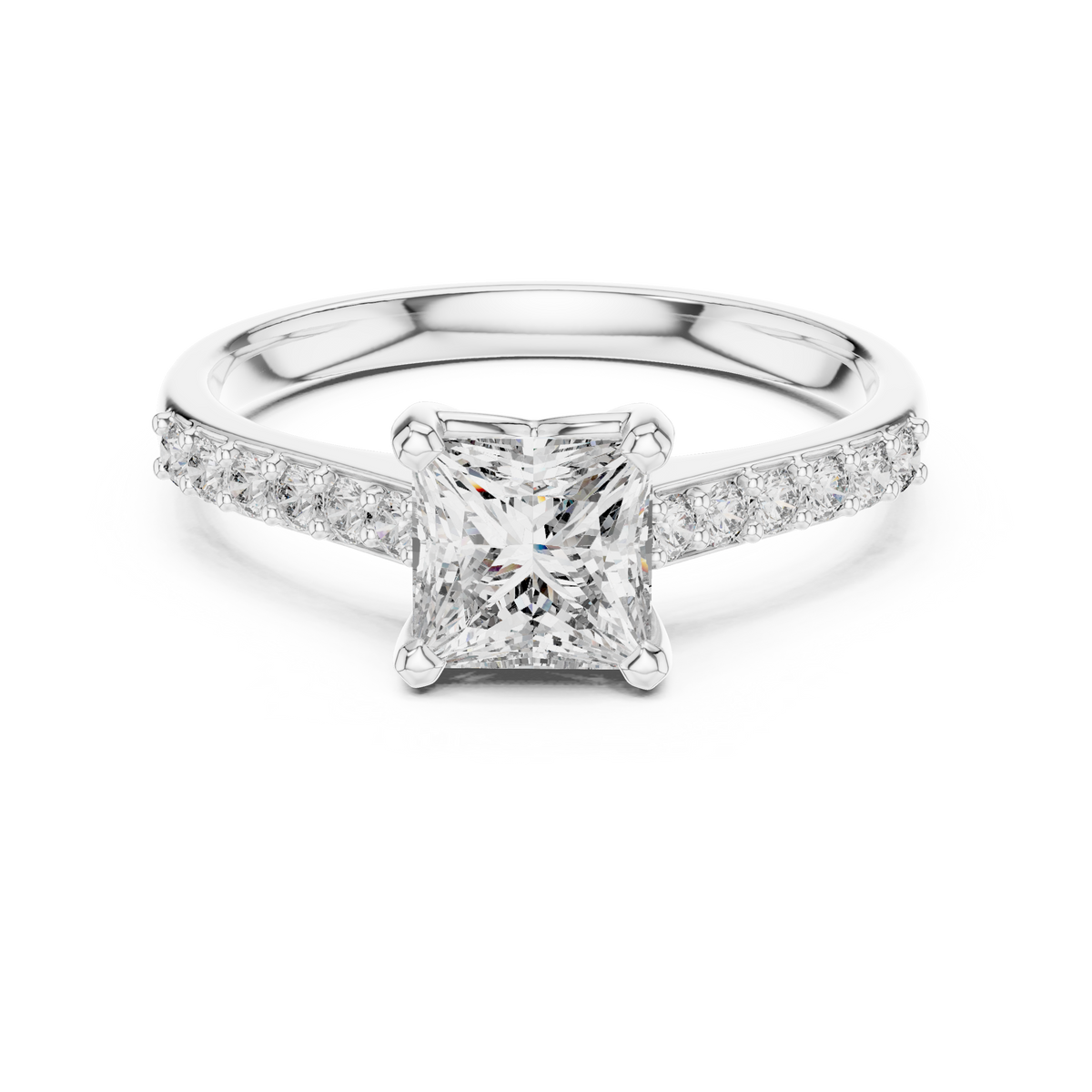 princess with side pave ring