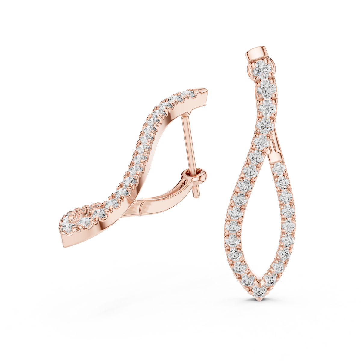 sculptural twisted diamond drop earrings