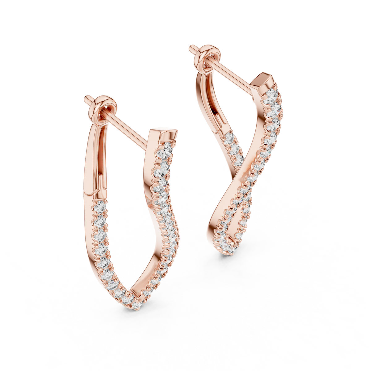 sculptural twisted diamond drop earrings