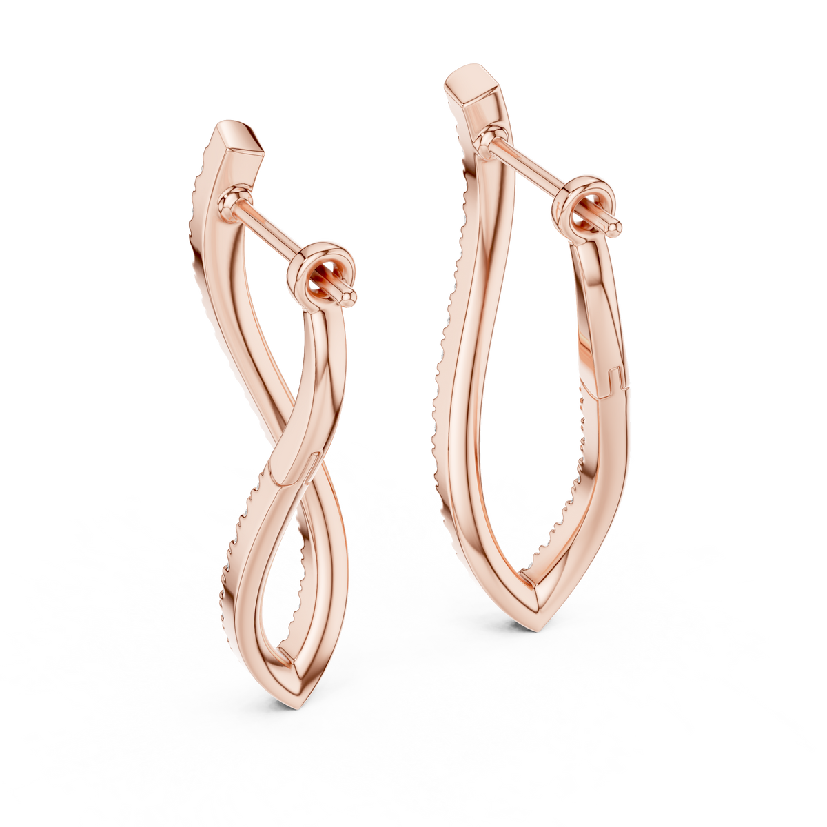sculptural twisted diamond drop earrings