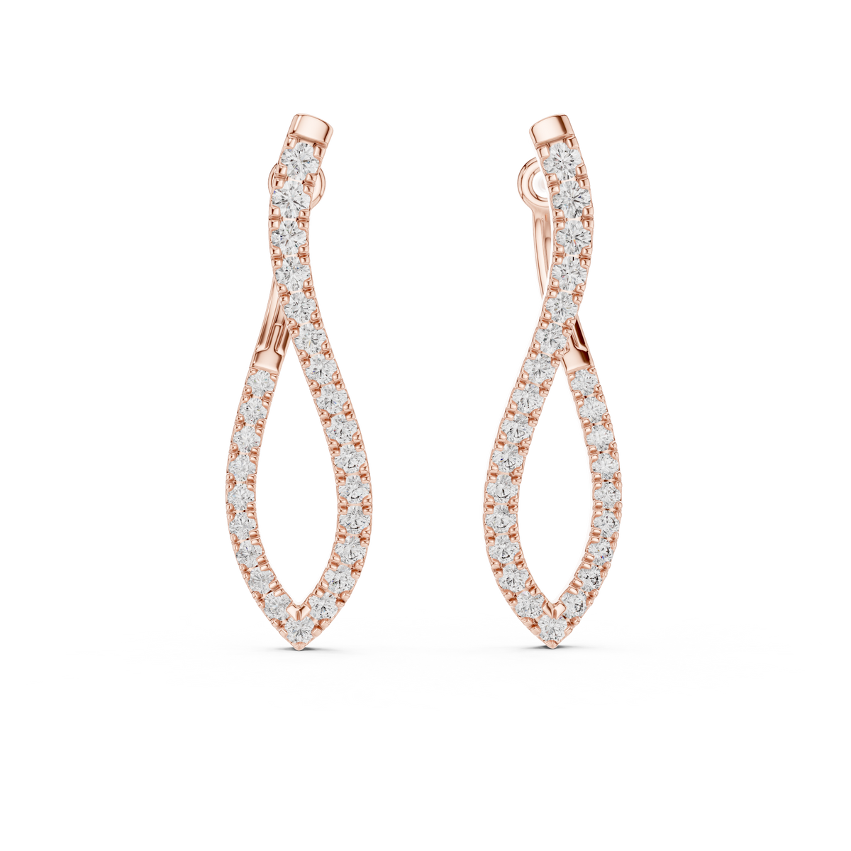 sculptural twisted diamond drop earrings