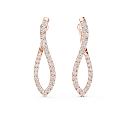 sculptural twisted diamond drop earrings