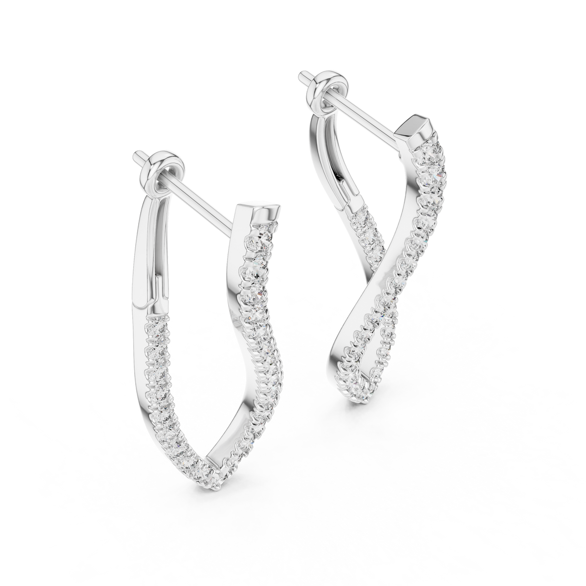 sculptural twisted diamond drop earrings