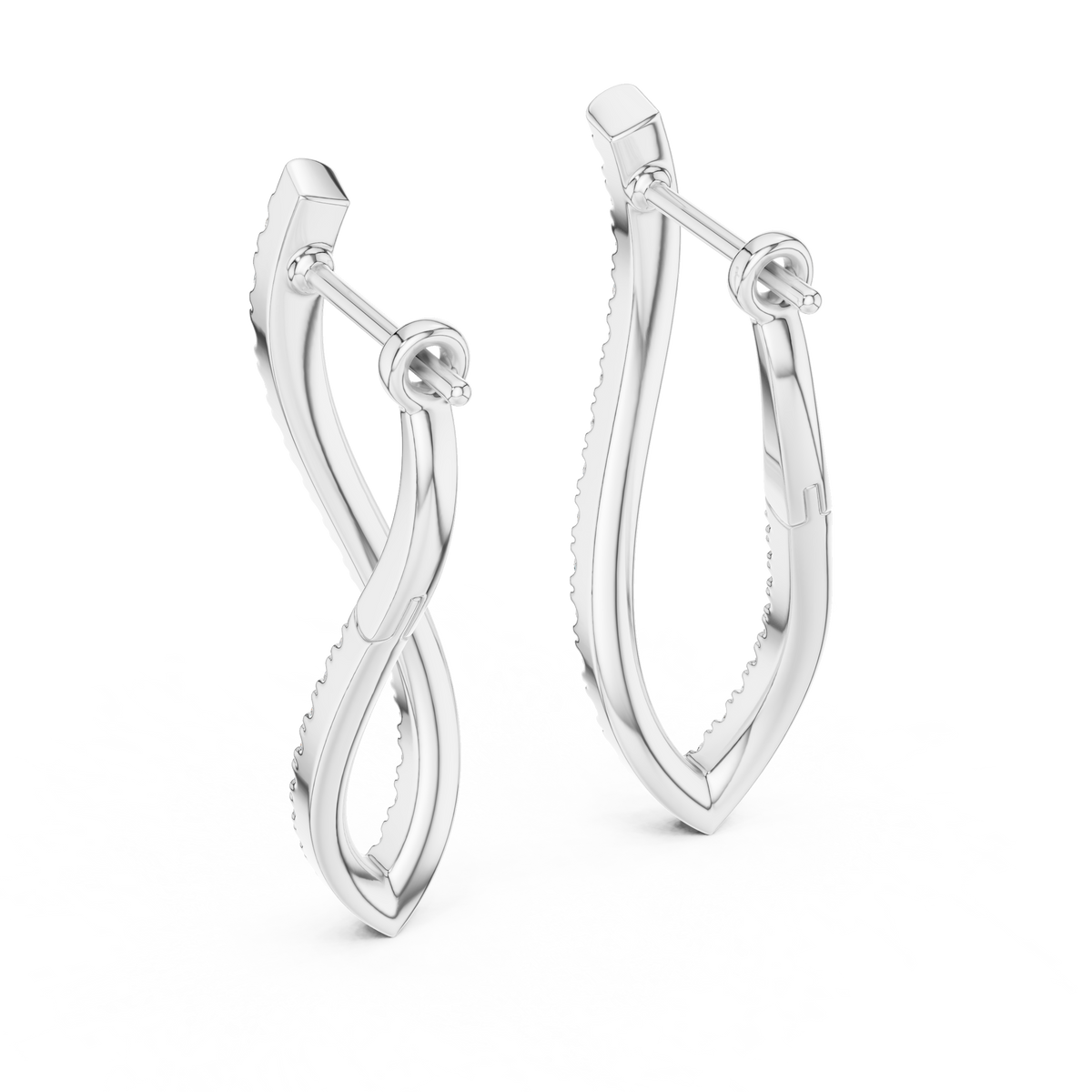 sculptural twisted diamond drop earrings