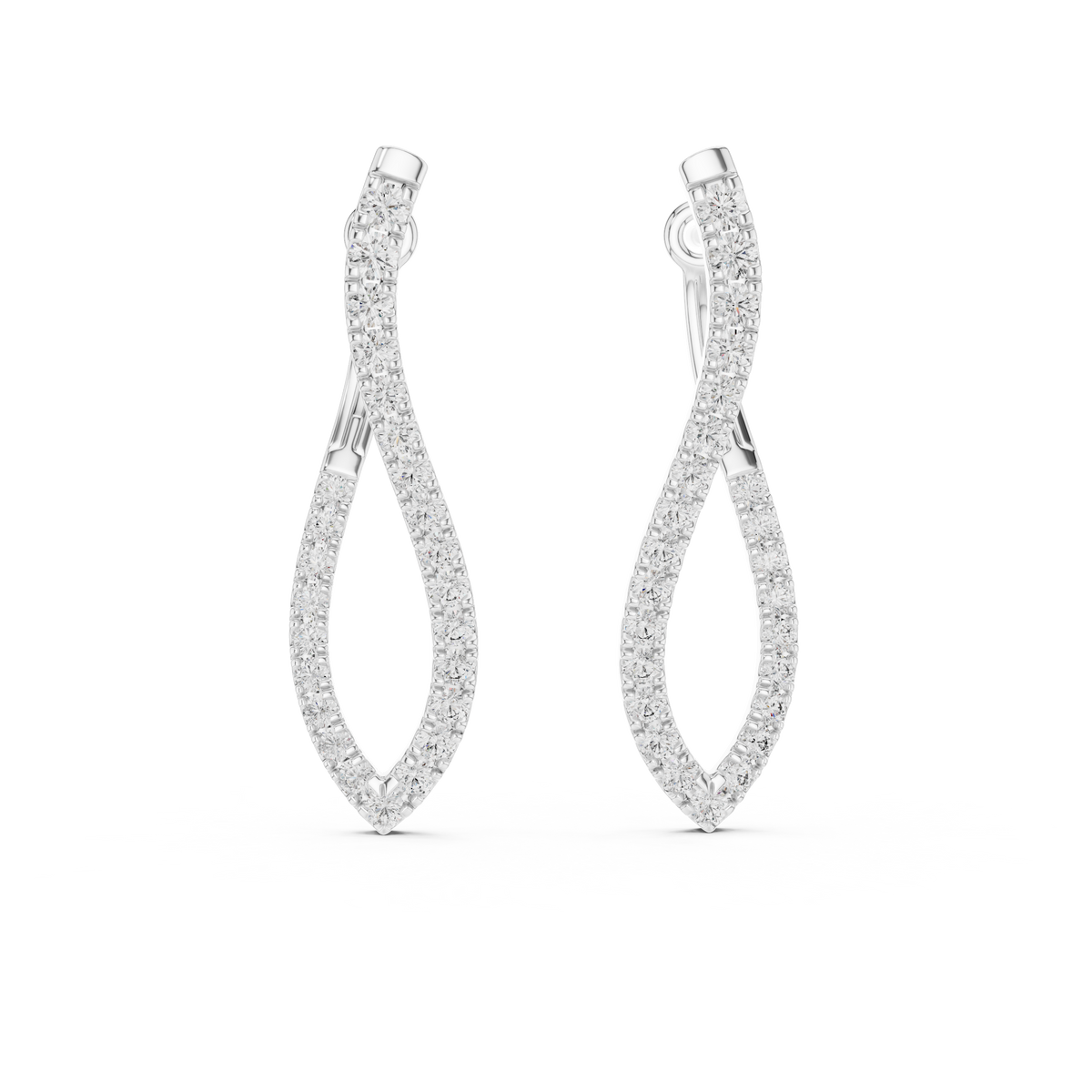 sculptural twisted diamond drop earrings