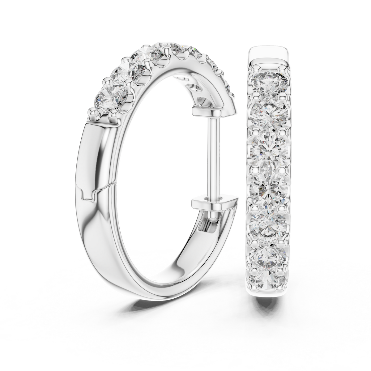 diamond huggie hoop earrings