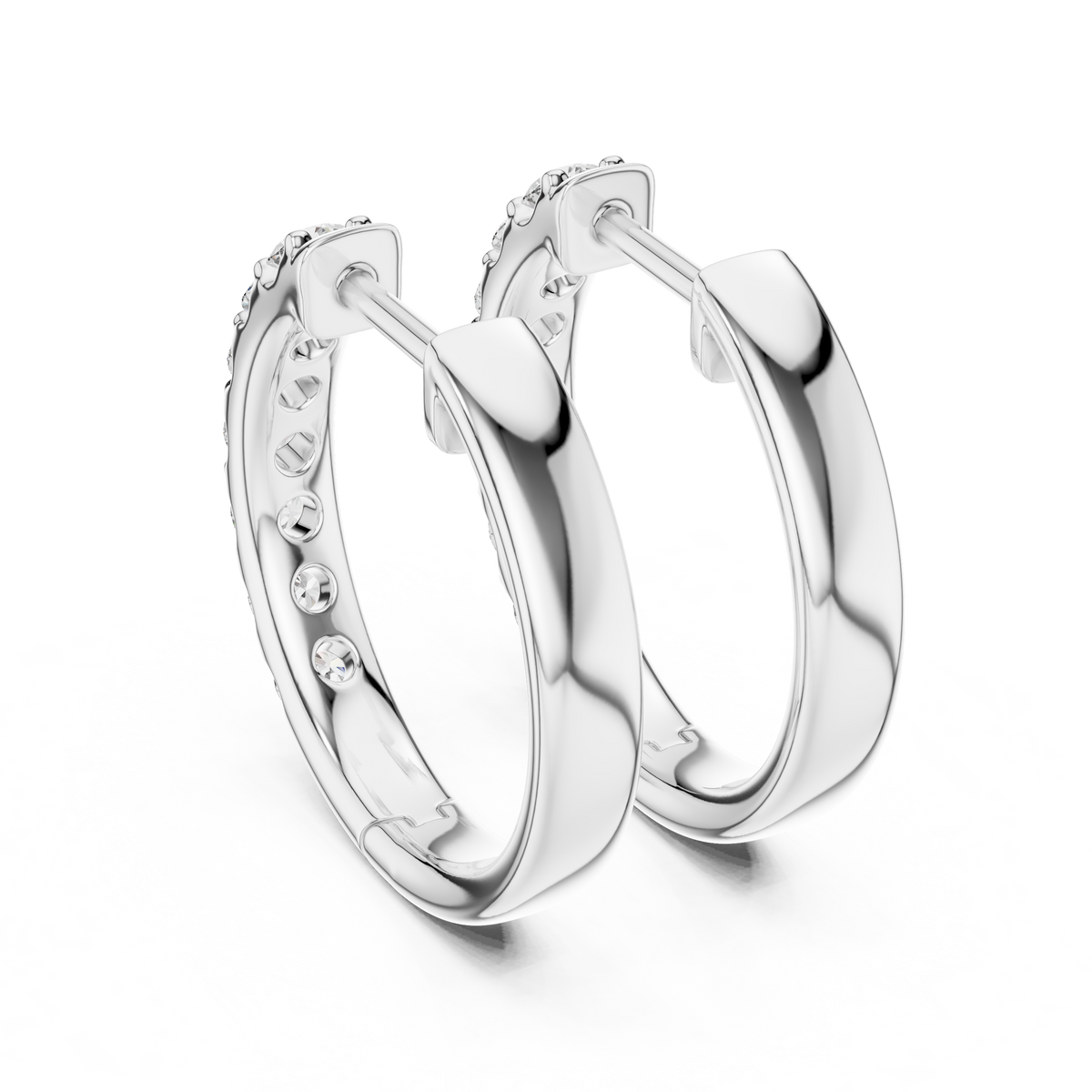 diamond huggie hoop earrings