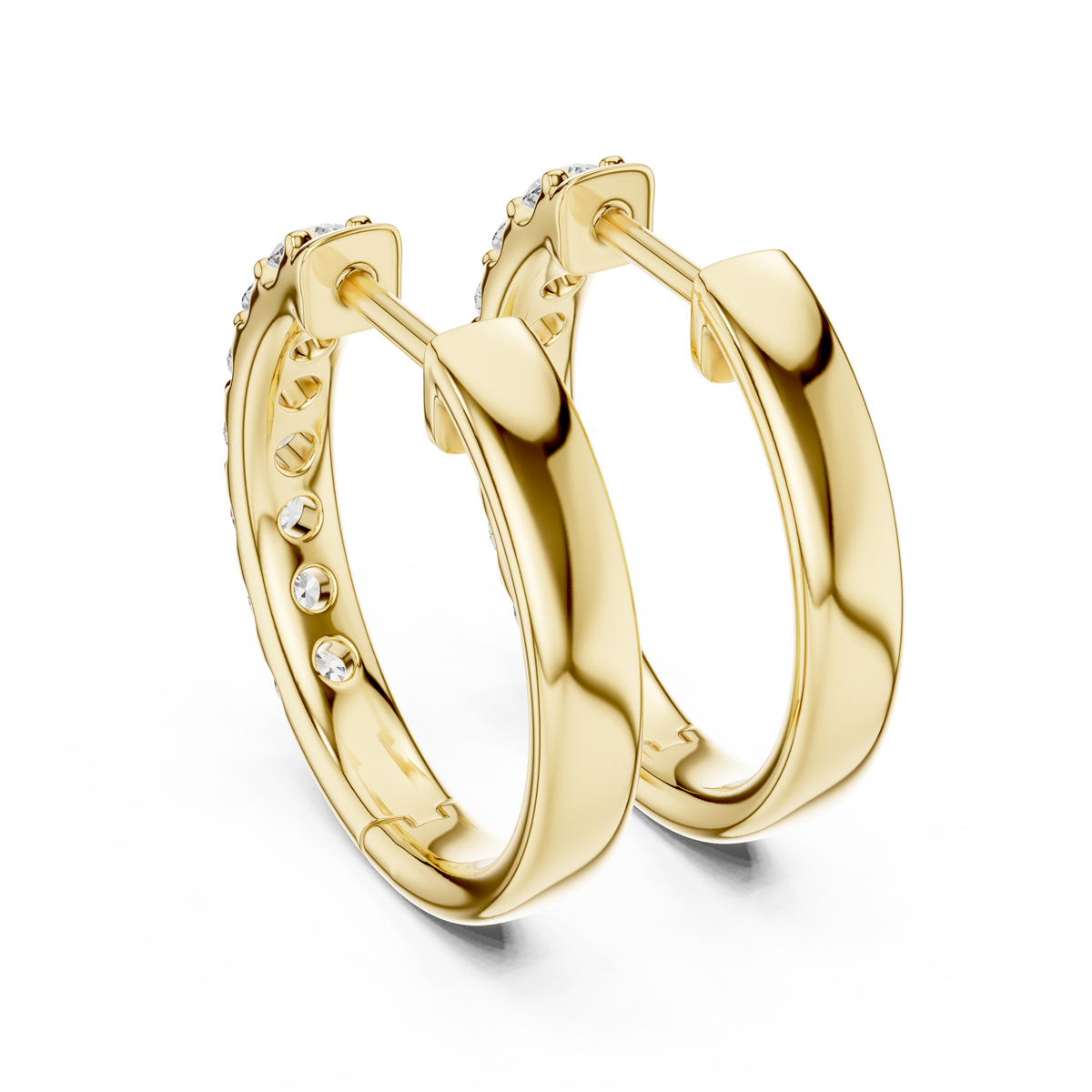 diamond huggie hoop earrings