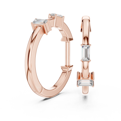 baguette diamond geometric huggie hoop earrings