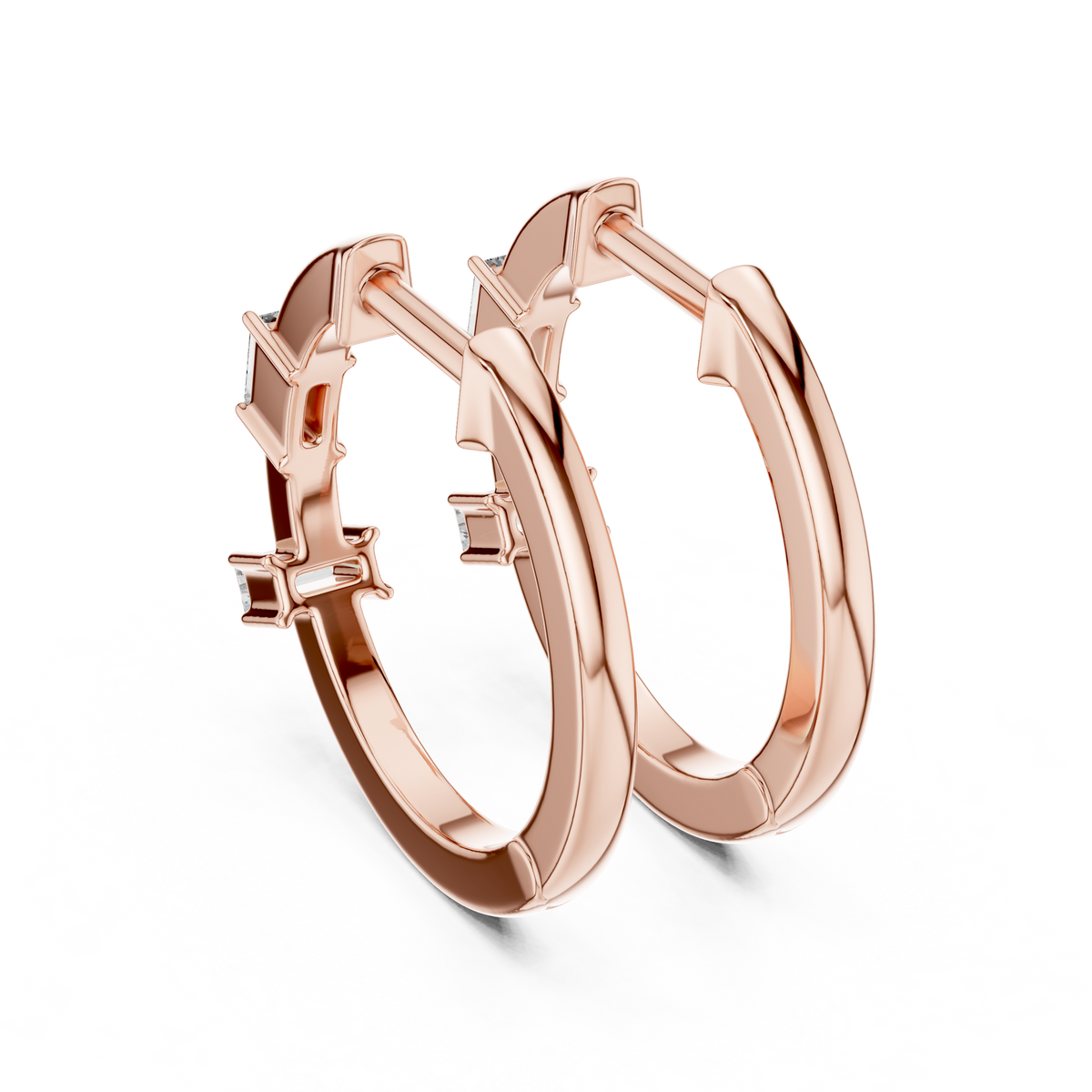 baguette diamond geometric huggie hoop earrings