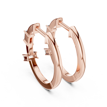baguette diamond geometric huggie hoop earrings