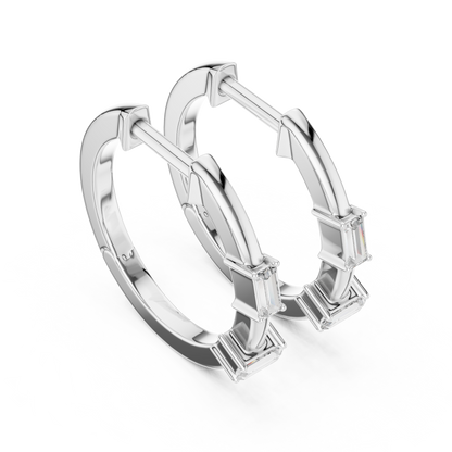baguette diamond geometric huggie hoop earrings