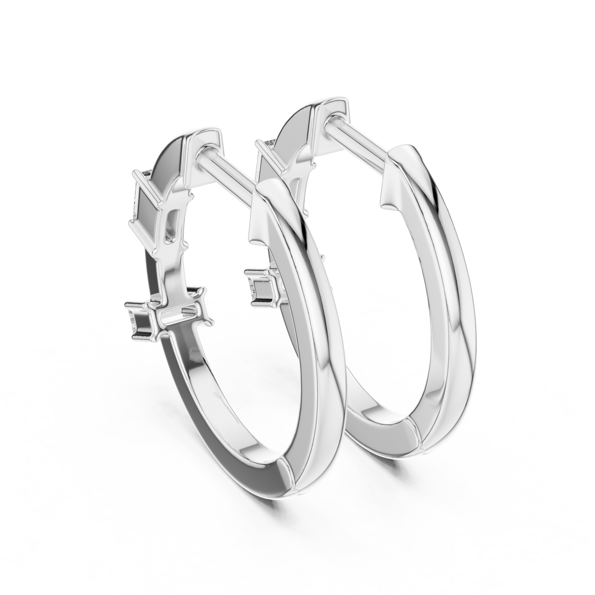 baguette diamond geometric huggie hoop earrings