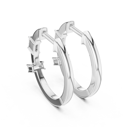 baguette diamond geometric huggie hoop earrings