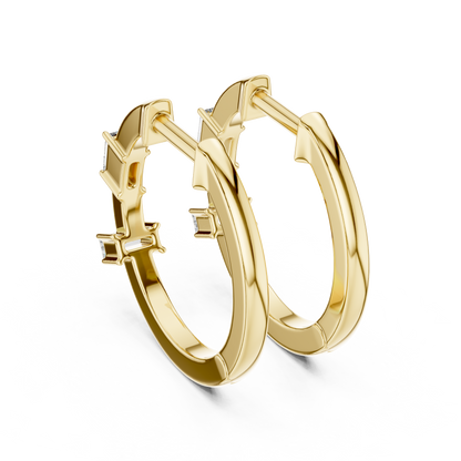 baguette diamond geometric huggie hoop earrings