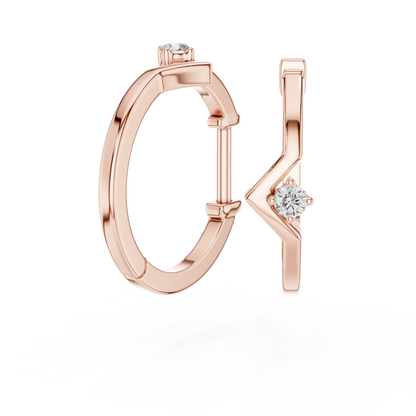 baguette diamond geometric huggie hoop earrings