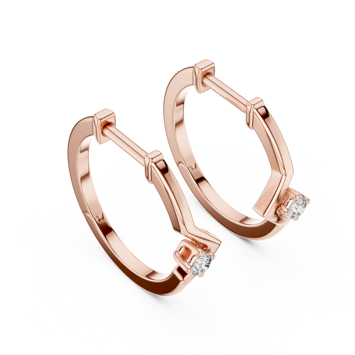 baguette diamond geometric huggie hoop earrings