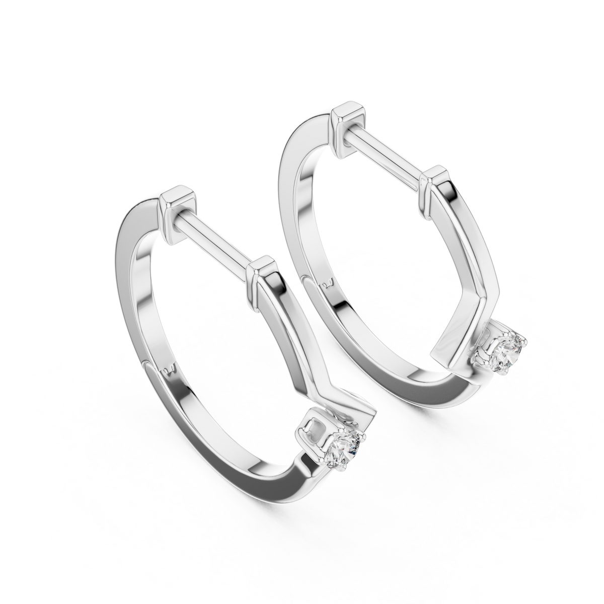 baguette diamond geometric huggie hoop earrings